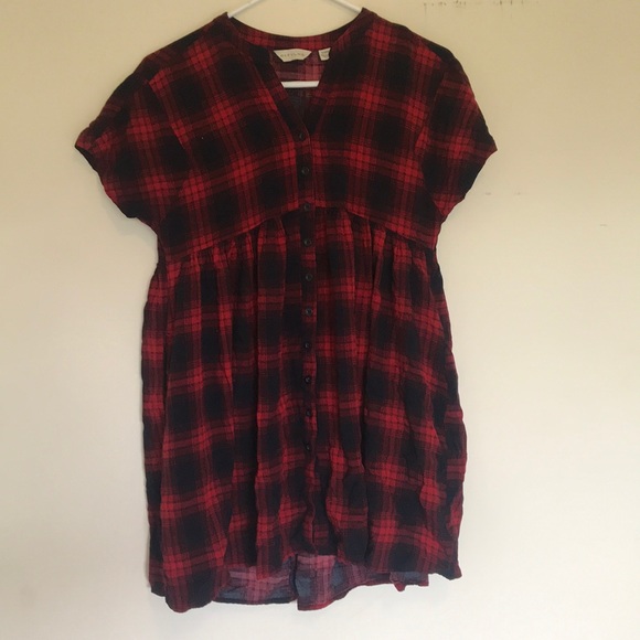 Short sleeve flannel dress - Picture 1 of 3